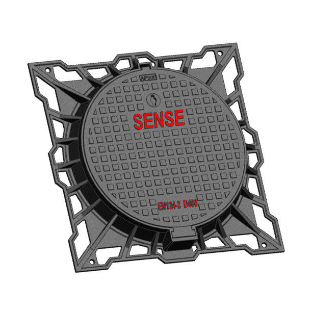 ODM D400 Manhole Covers Round With Square Frame Ductile Iron Parking Areas